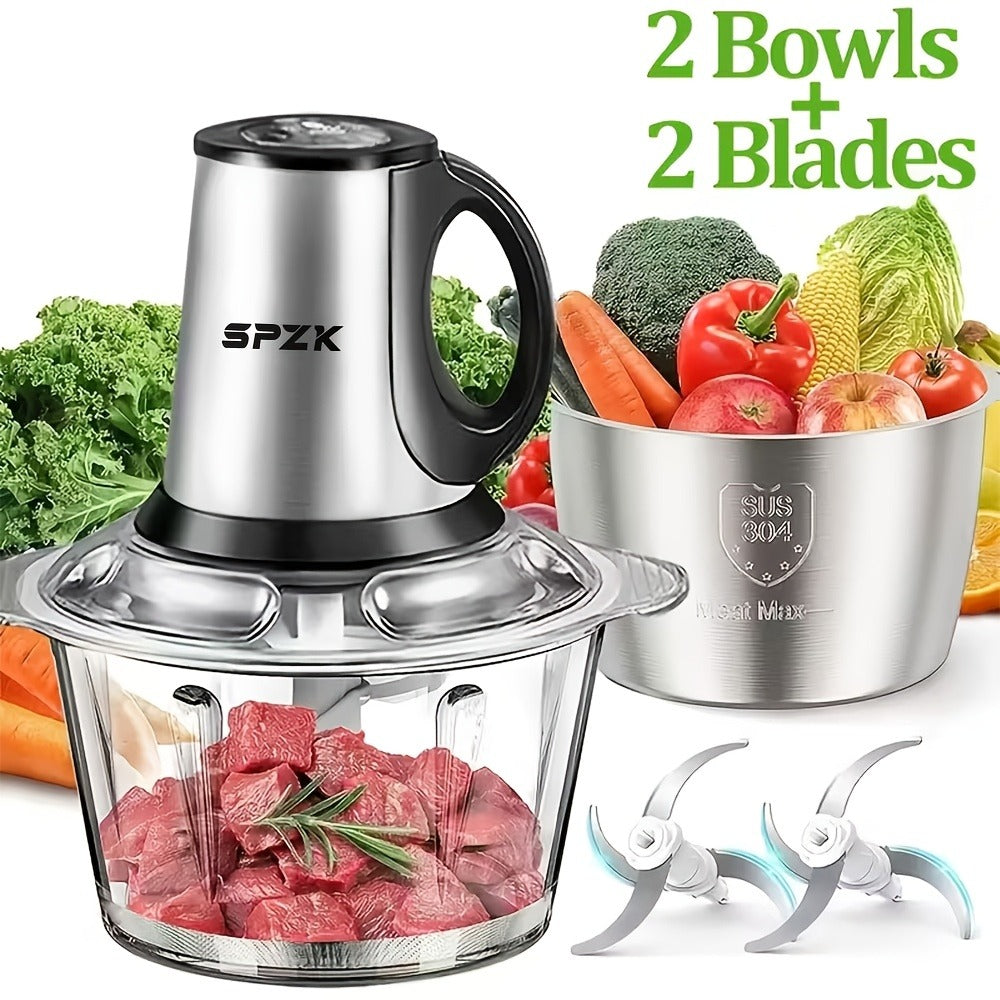 Electric Food Chopper with 2 Bowls & 2 Blades – Multi-Function Food Processor, Meat Grinder & Vegetable Chopper for Meats, Salads, Nuts, Garlic & More - product image 3