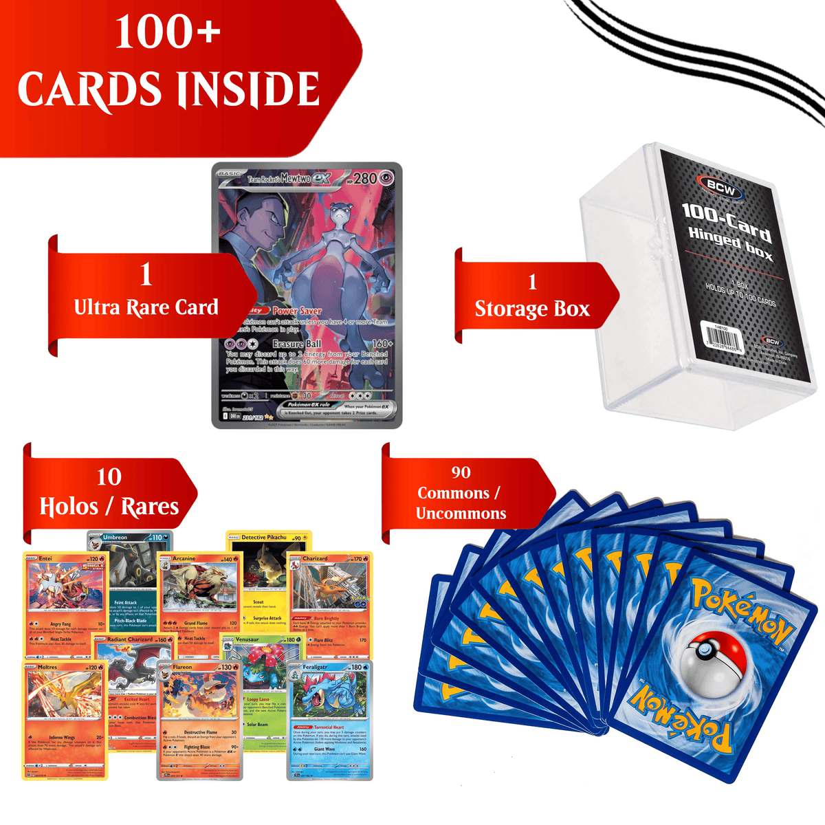 Elite Hit Collector Bundle 100+ Cards | 1 Guaranteed IR SIR EX GX V VSTAR VMAX or Full Art + 10 Holos + Plastic Deck Box | Gift for Kids Teens & Collectors - product image 5