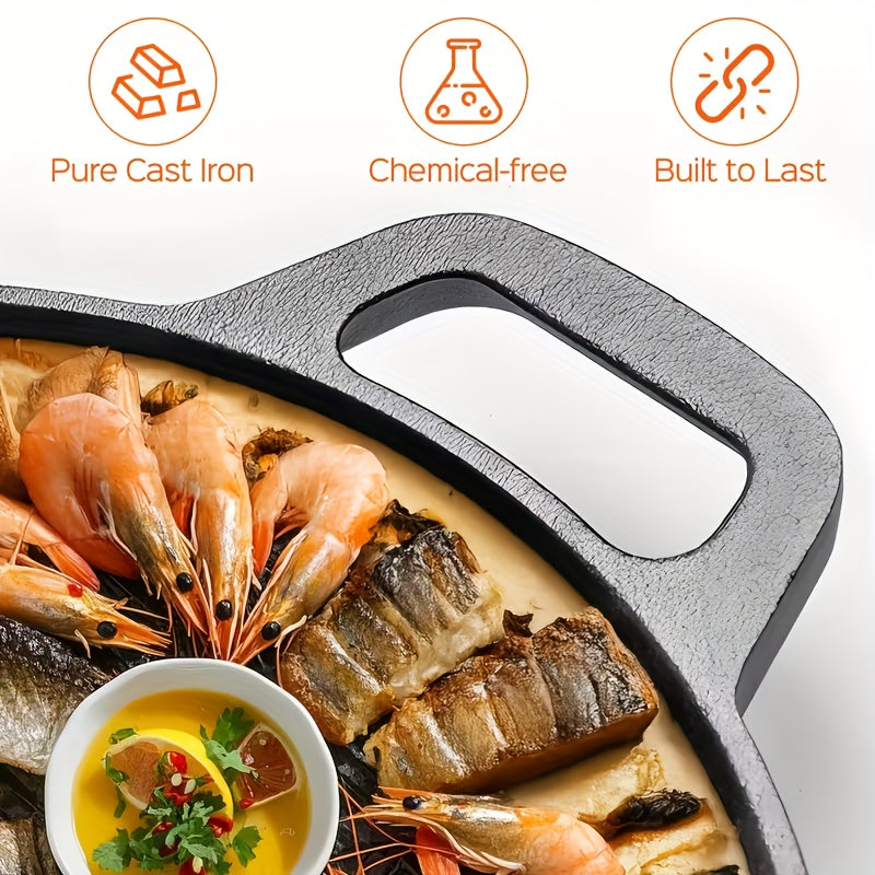 3 pcs Cast Iron Pan, Pre Seasoned, Multifunctional, Non-Stick, for Pizza Lovers, for Home Kitchens, Outdoor Cooking, Durable, Even-Heating, Versatile - product image 11