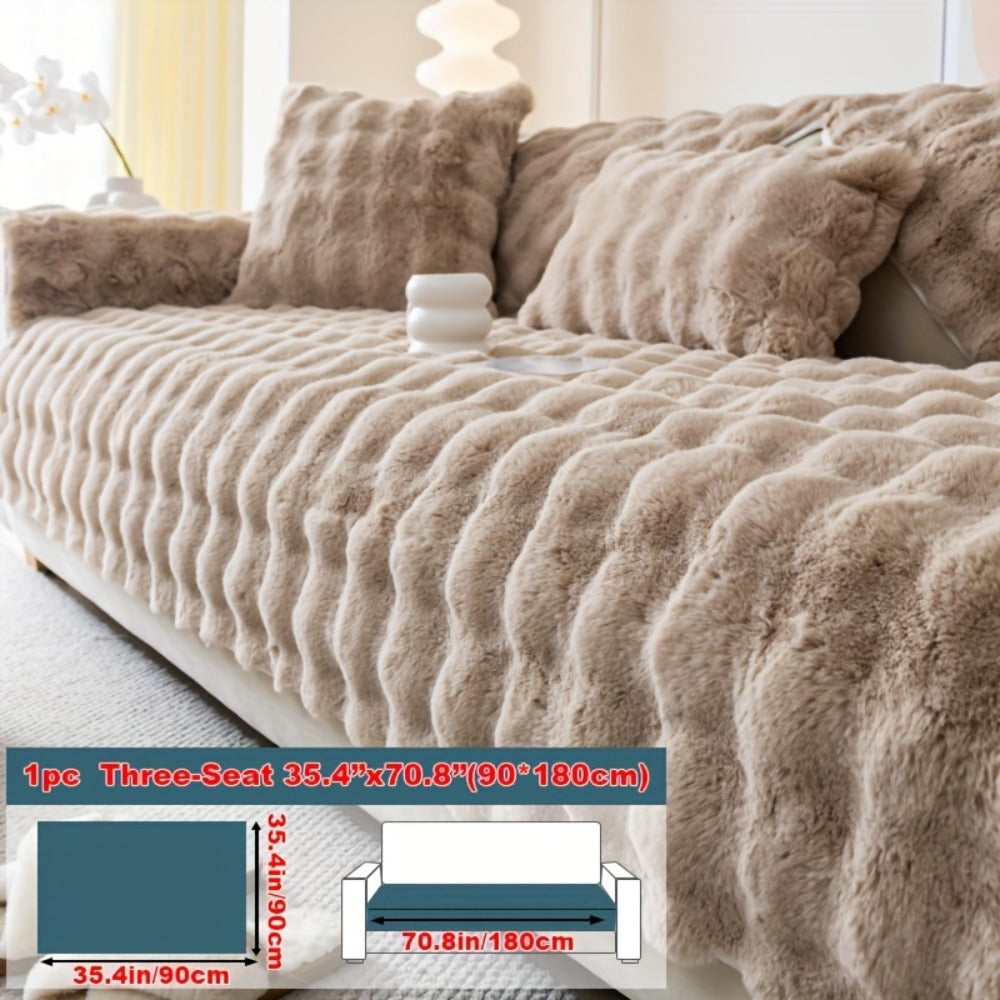 Faux Rabbit Plush Sofa Cover Winter Warm Thickened Anti-Slip Pet Friendly Cushion Protector for Living Room Bedroom Office 1 2 3 4 Seater - product image 20