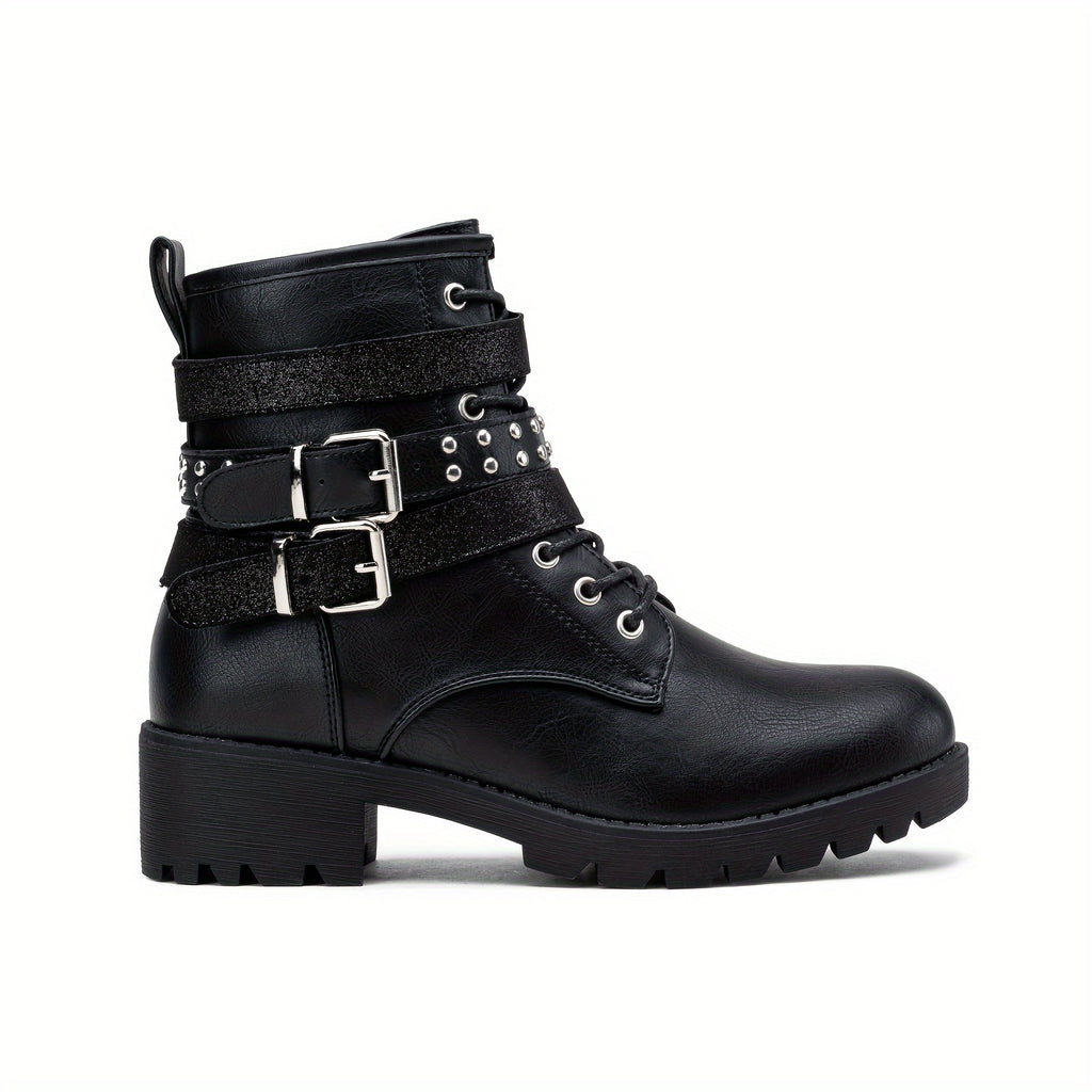 Womens' Combat Lace up Ankle Boots Motorcycle Booties, Women Shoes - product image 2