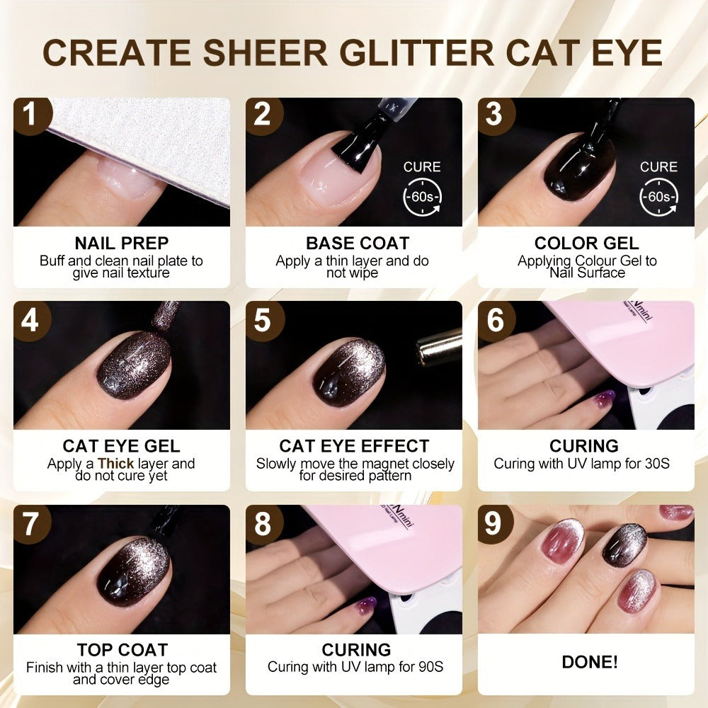 Cat Eye Gel Polish 8ml Holographic Chameleon Flash — Magnetic Sand 3D Color-Shifting Semi-Permanent UV LED Gel Varnish for Salon & Home DIY Nail Art, Gift for Women - product image 7