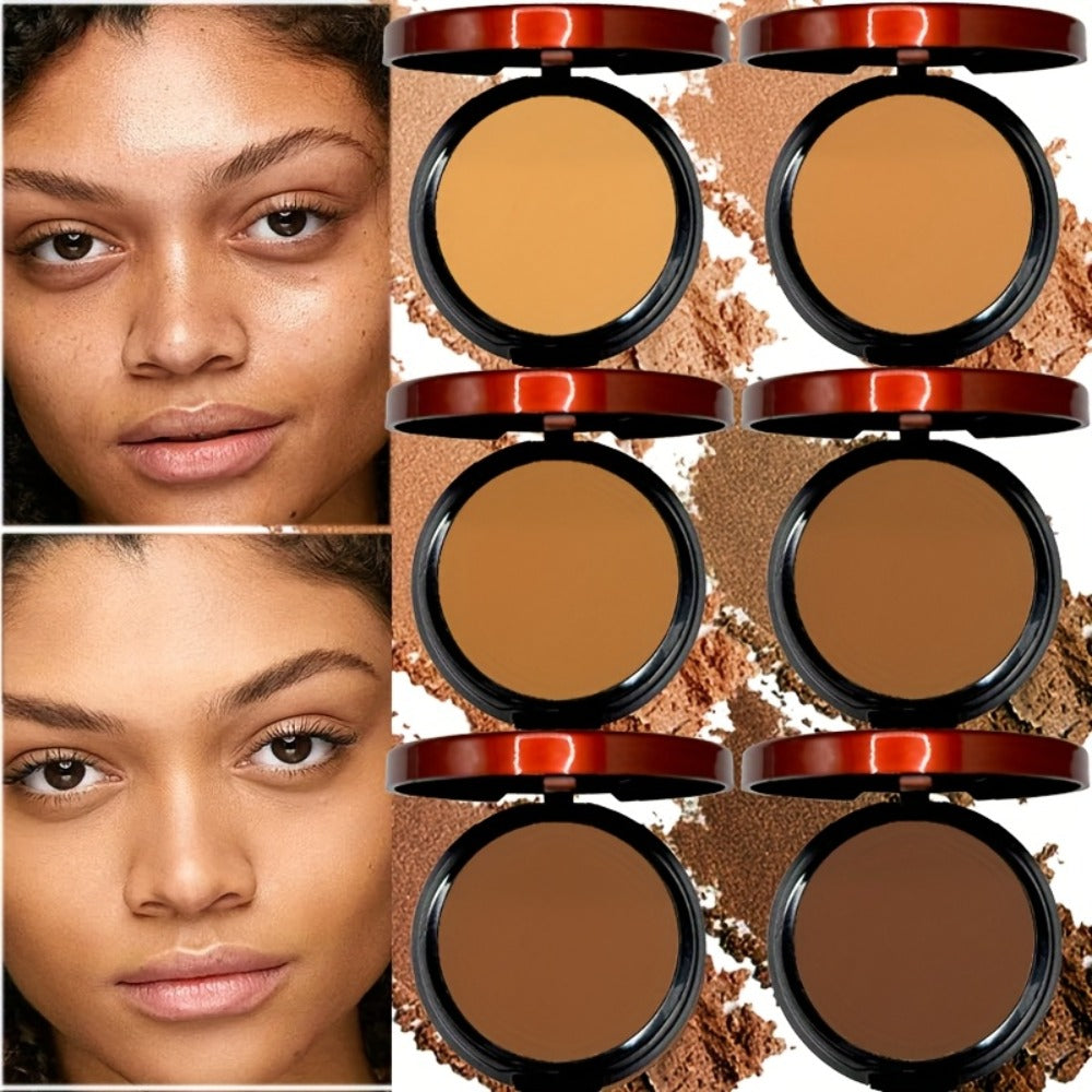 Pressed Powder Foundation Contour Matte Ful1l Coverage Oil Control Waterproof | 6 Shades Light to Dark | Blending Puff Included | 1-Pack & 2-Pack Duo Set Available - product image