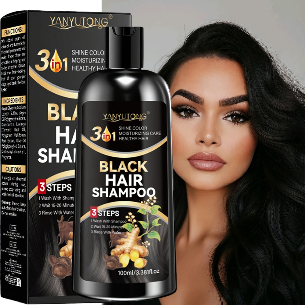 Polygonum Multiflorum Black Hair Dye Shampoo with Ginger Extract 100ml — Instant Gray Coverage, Gentle Plant-Based Ammonia-Free Formula, Long-Lasting Color, He Shou Wu, Unisex Men  - product image 7