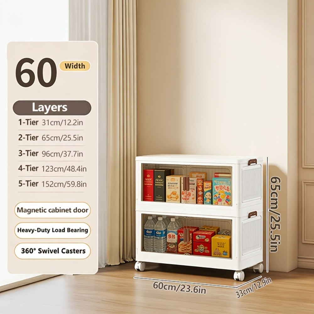 Foldable Storage Cabinet with Door – Multi-Layer Stackable Storage Box for Shoes, Clothes & Books | Large Closet Organizer for Bedroom, Bathroom, Kitchen, Office & Wardrobe - product image 7