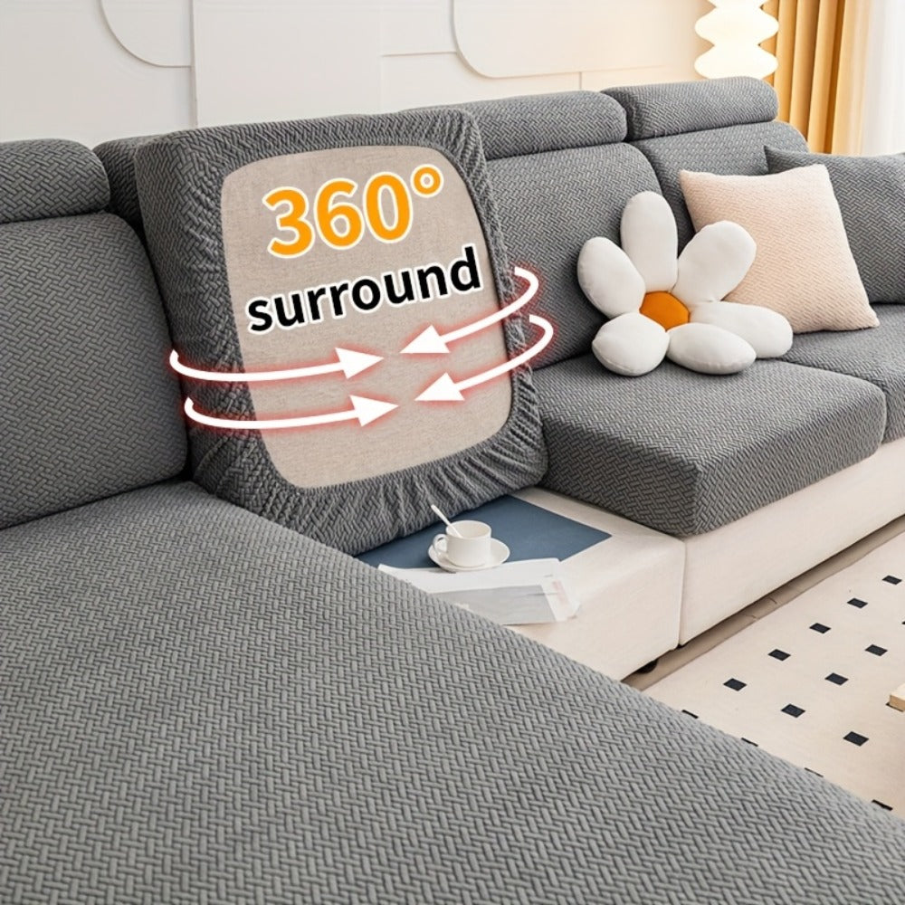Jacquard Stretch Sofa Cover Non-Slip | Elastic Wear-Resistant Couch Slipcover, Polyester Jacquard Fabric, 1 to 4 Seat Sectional L-Shape, Armrest Backrest, Machine Washable - product image 16