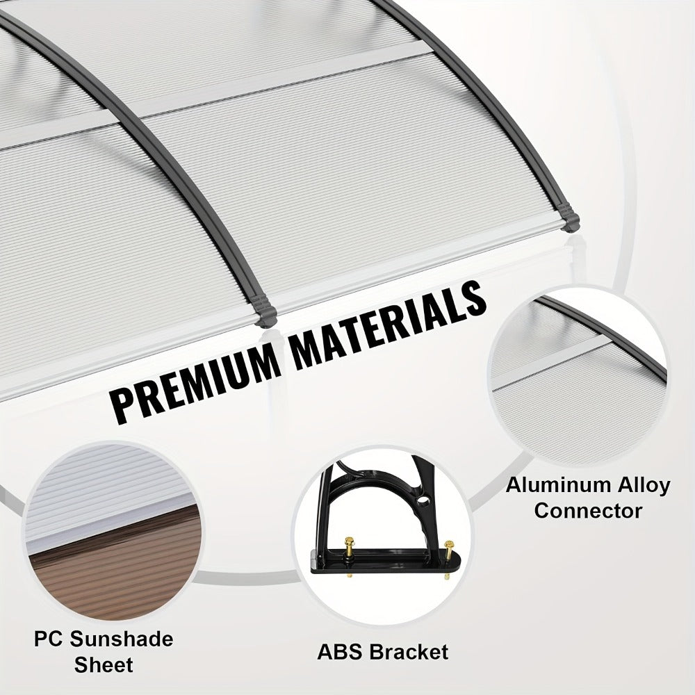 Door Window Awning Canopy 120x38 Inch Polycarbonate Rain Sun UV Snow Shield with Aluminum Bracket Easy Install Outdoor Porch Patio Entrance Shelter - product image 12