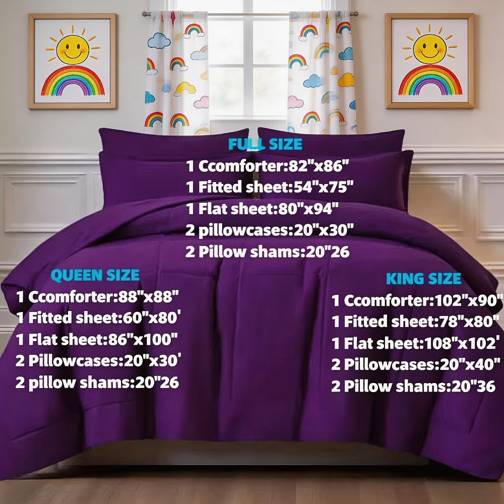 Comforter Set 7 Piece Bed in a Bag Full Queen King Soft Satin-Like Fabric with Fitted Sheet Flat Sheet Pillowcases Breathable Bedding Set for Bedroom Hotel - product image 4