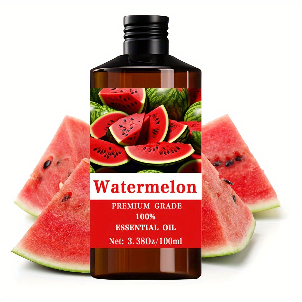 Watermelon Essential Oil 100ml 3.38oz — 100% Pure Aromatherapy Oil for Skin Hair Nail Care Massage & Diffuser, Fresh Fruity Scent Relaxation Gift for Women and Men - product image