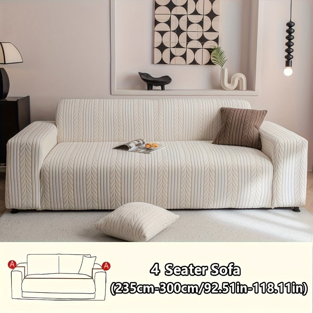 Sofa Cover Stretchy Washable Slipcover for 1 2 3 4 Seater Couch, Zigzag Textured Fabric, Scratch Slip Resistant Furniture Protector, Cream White Light Grey Dark Gray Coffee Brown - product image 9