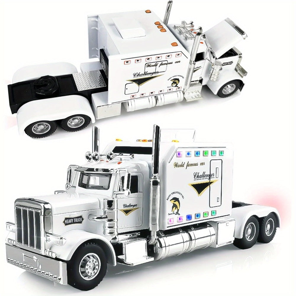 Semi Truck Toy 1:24 Scale Die-Cast Metal Pull-Back Alloy Semi-Trailer Truck with Trailer – Heavy Duty Truck Model Collectible Ornament for Kids Boys Ages 3+ - product image 7