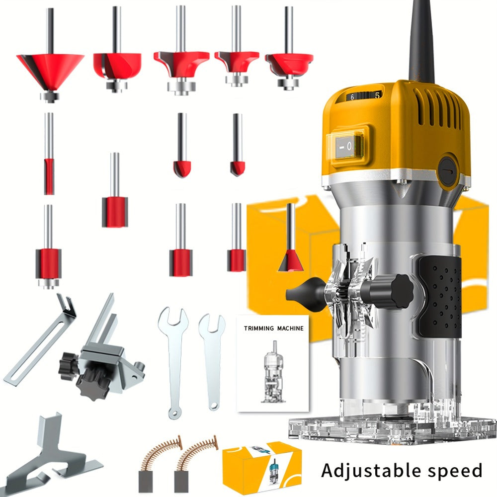 Wood Router 800W Trim Router for Woodworking - 35000RPM Electric Router with Edge Guide, Roller Guide, 6-Speed Adjustment for Precise Trimming, Profiling & Milling - product image 7