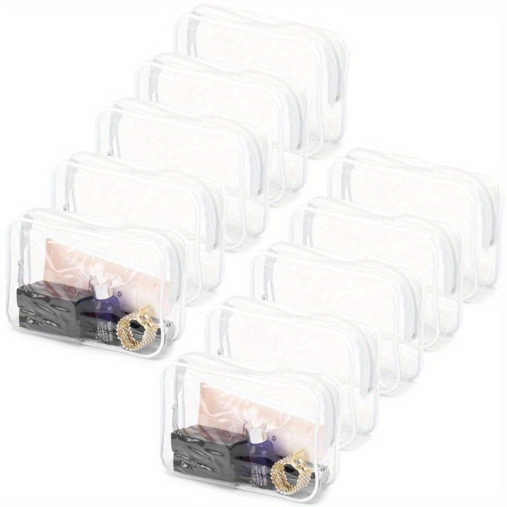 Clear PVC Makeup Bag Set 10 Pcs Transparent Waterproof Cosmetic Bags Reinforced Zipper TSA Approved Travel Toiletry Organizer See-Through Beauty Pouch Black - product image 10