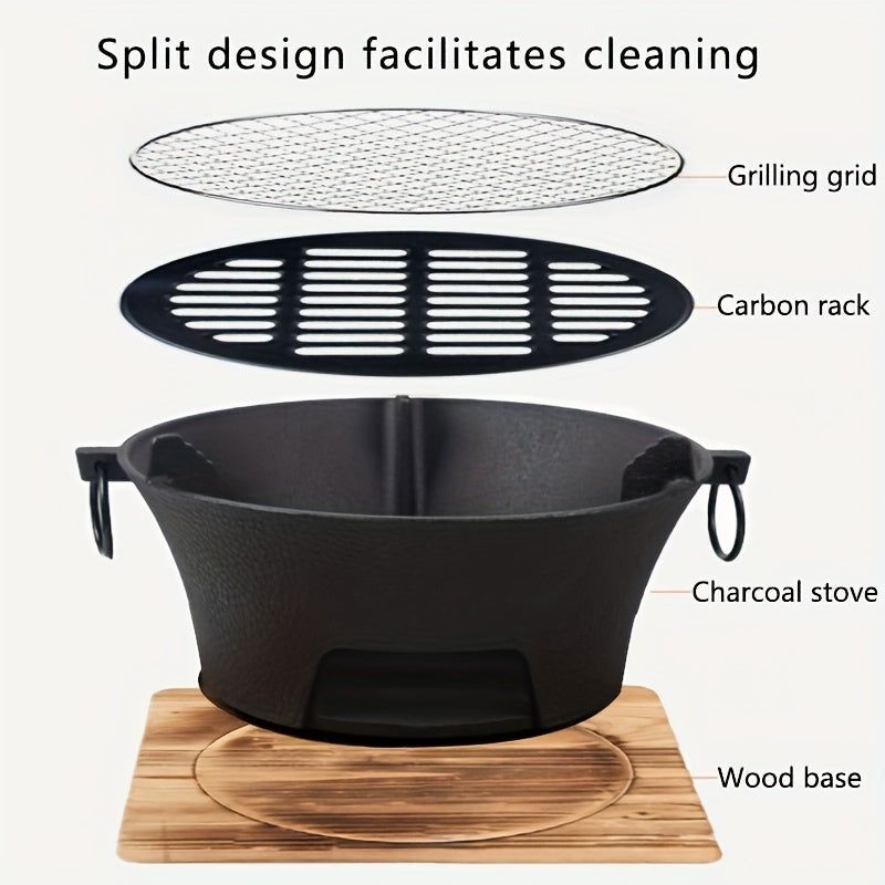 Tabletop Charcoal Grill 10.25 Inch | Travel-friendly BBQ Grill with Cooking Grate, Compact Outdoor Barbecue for Camping, Picnic, Patio, Backyard, Beach & RV Trips, Featherlight & Easy to Set Up