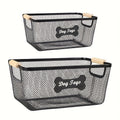 2-Pack Mesh Wire Organizer Bin for Dog Toys, Collars, Blankets & Accessories | Metal Dog Toy Storage Basket Set with Wooden Handles - product image