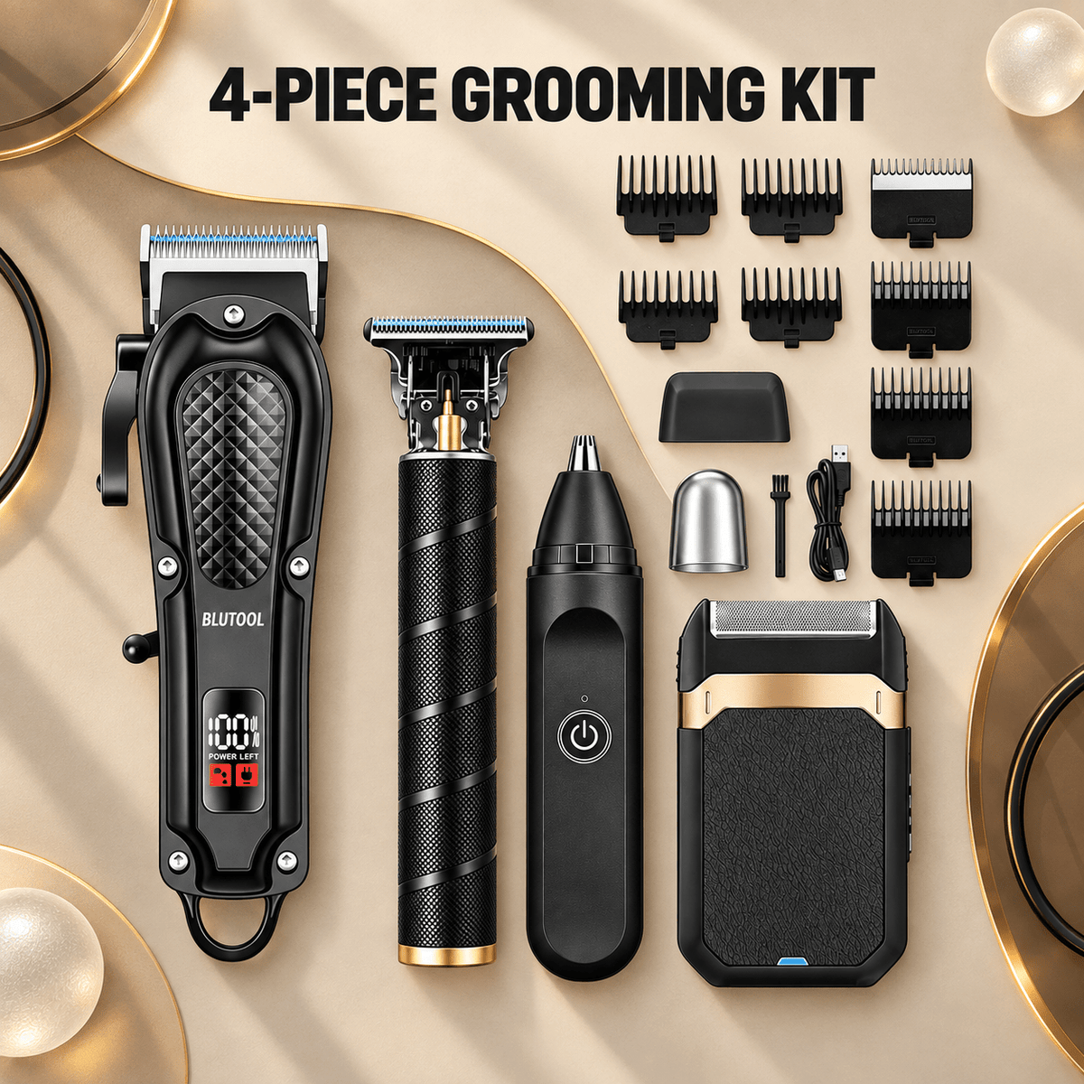 Professional Cordless Hair Clippers, Trimmers & Electric Shaver Set for Men - LCD Display, Barber-Grade, Ideal for Home & Travel, Perfect Father's Day/Birthday/Christmas Gift