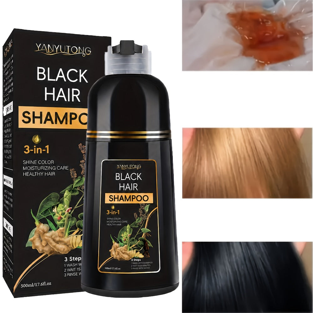 Gray Hair Coverage Shampoo 3-in-1 Black Hair Dye — Herbal Plant-Based Formula Dyes Cleanses & Conditions in One Wash, Moisturizing Nourishing Fast Color Results for Men & Women, 50 - product image 8
