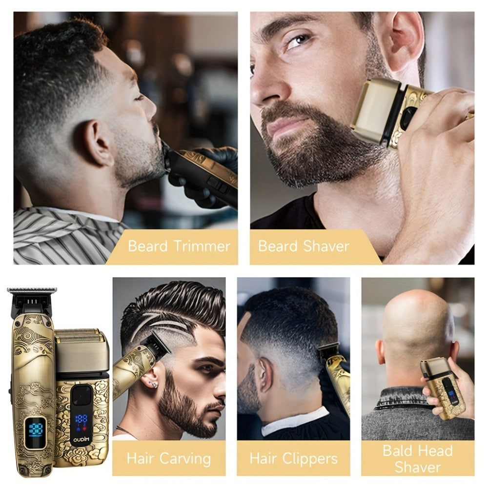 Cordless Electric Foil Shaver Grooming Kit for Men with Barber Shears Beard Mustache Trimmer Bald Head Razor Haircutting Set Father's Day Birthday Gift for Dad Husband - product image 2