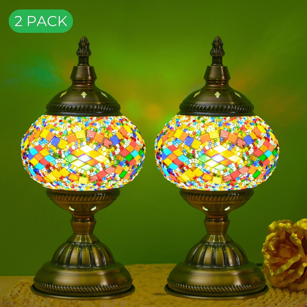 Mosaic Table Lamp Handcrafted Turkish Glass Bedside Lamp 3-Color Dimmable with Metal Base Bulb Included - product image 15