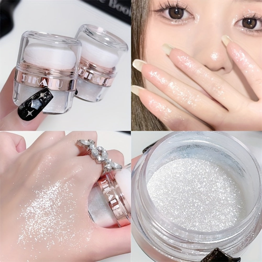 Glitter Highlighter Powder Set 3pcs Shimmer for Face & Body - Radiant Sparkle Fairy Glow Buildable Medium Coverage, Bridal Wedding Festival Party Makeup Gift for Women - product image