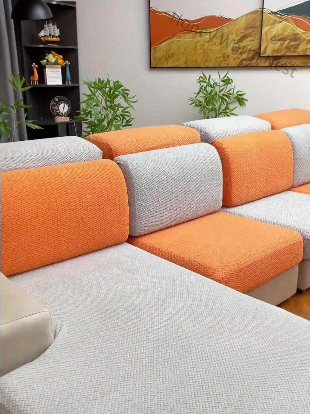 Jacquard Stretch Sofa Cover Non-Slip | Elastic Wear-Resistant Couch Slipcover, Polyester Jacquard Fabric, 1 to 4 Seat Sectional L-Shape, Armrest Backrest, Machine Washable - product image 21