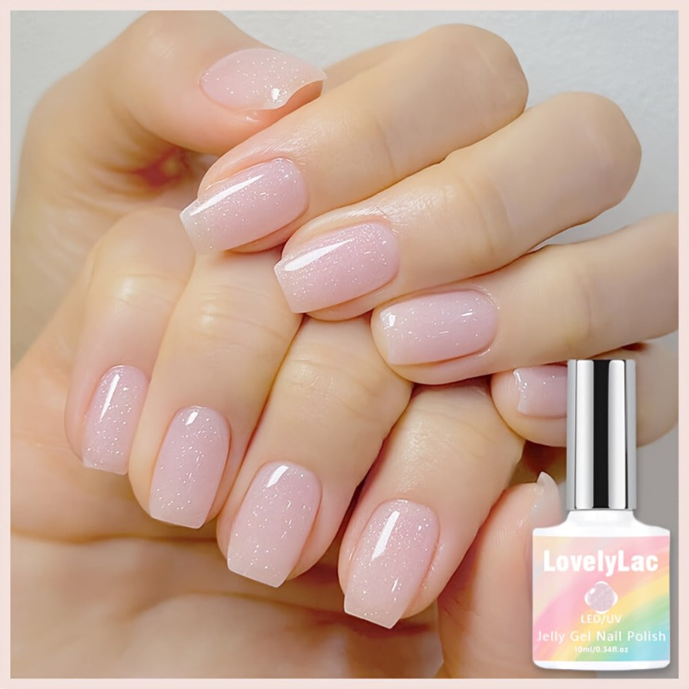 Pink Glitter Jelly Gel Nail Polish Arch Shaping & Color Gel – Sheer Pink Translucent UV/LED Nail Gel, Modern Light Formula for Home & Salon Creative Manicure Nail Art - product image 5