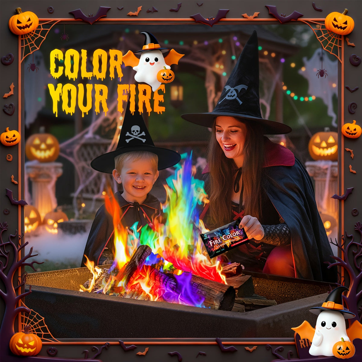 Magic Colorful Flame Packets for Campfire, Fire Pit, Bonfire & Outdoor Fireplace, Fun Camping Accessories for Adults & Families – Fire Color Changing Packets 12/24pcs