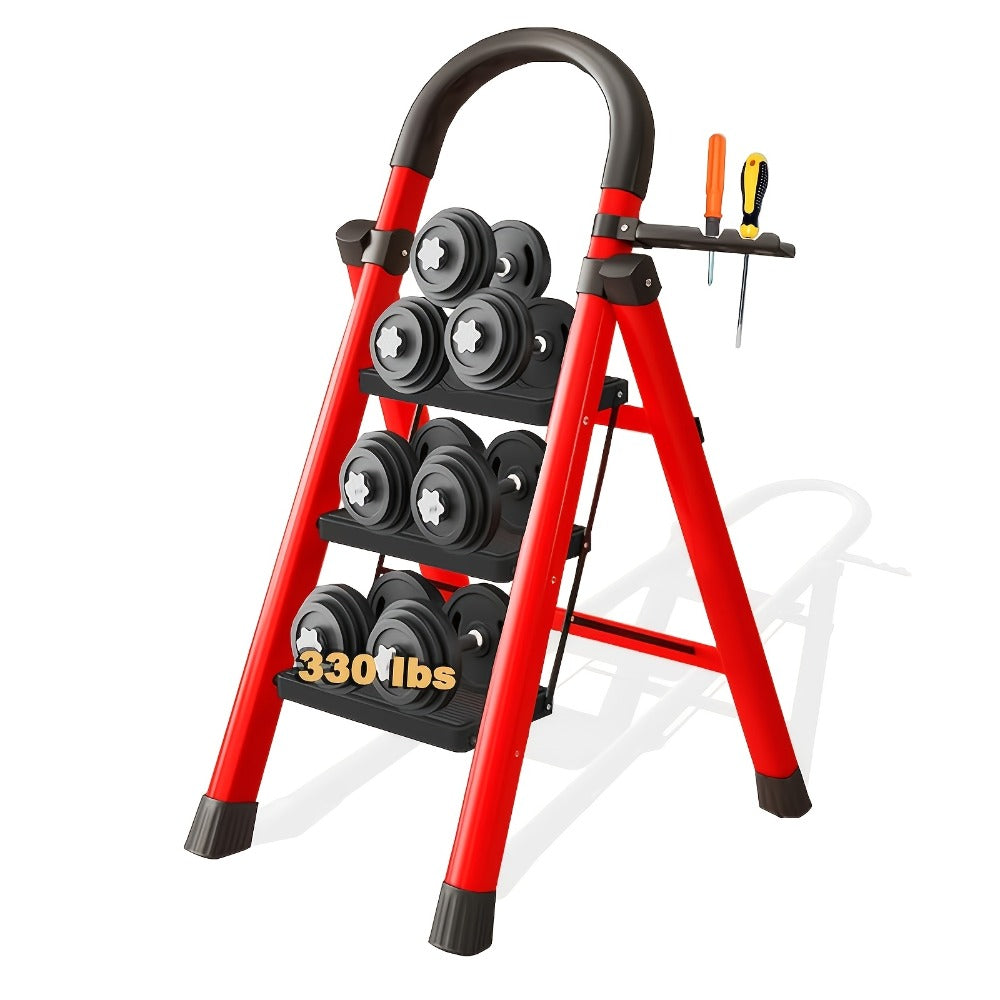 Folding Step Ladder with Anti-Slip Pedals & Handrail – 2/3/4/5 Step Stool for Adults, Sturdy Steel, Lightweight Portable, Non-Slip Feet, Rust-Resistant, Foldable for Home Kitchen O - product image 5