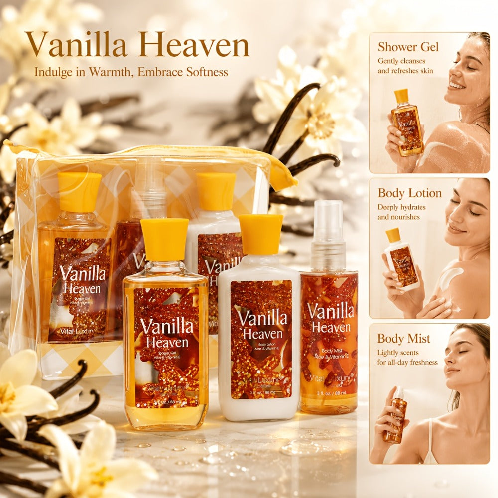 Bath Body Care Gift Set Shower Gel Body Lotion Body Mist Aloe Vera Vitamin E Glycerin Deep Moisturizing Fragrance Set for Women Cherry Blossom Lavender Vanilla Coconut All Skin Typ - product image 9