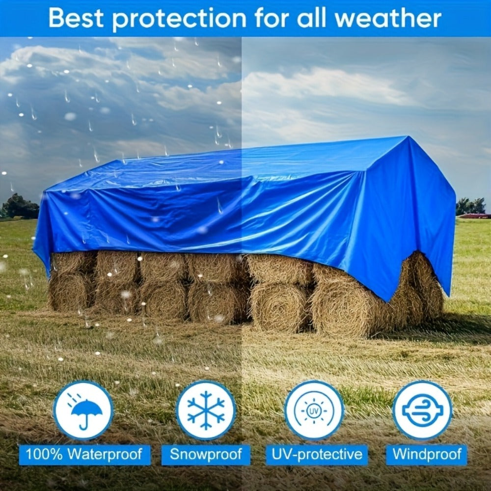Heavy Duty Tarp Waterproof UV Resistant Tarpaulin – Thickened PE Double-Sided Blue Orange Rainproof Sun Shade Cover with Grommets & Rope for Outdoor Camping Garden Vehicle Boat Pro - product image 2