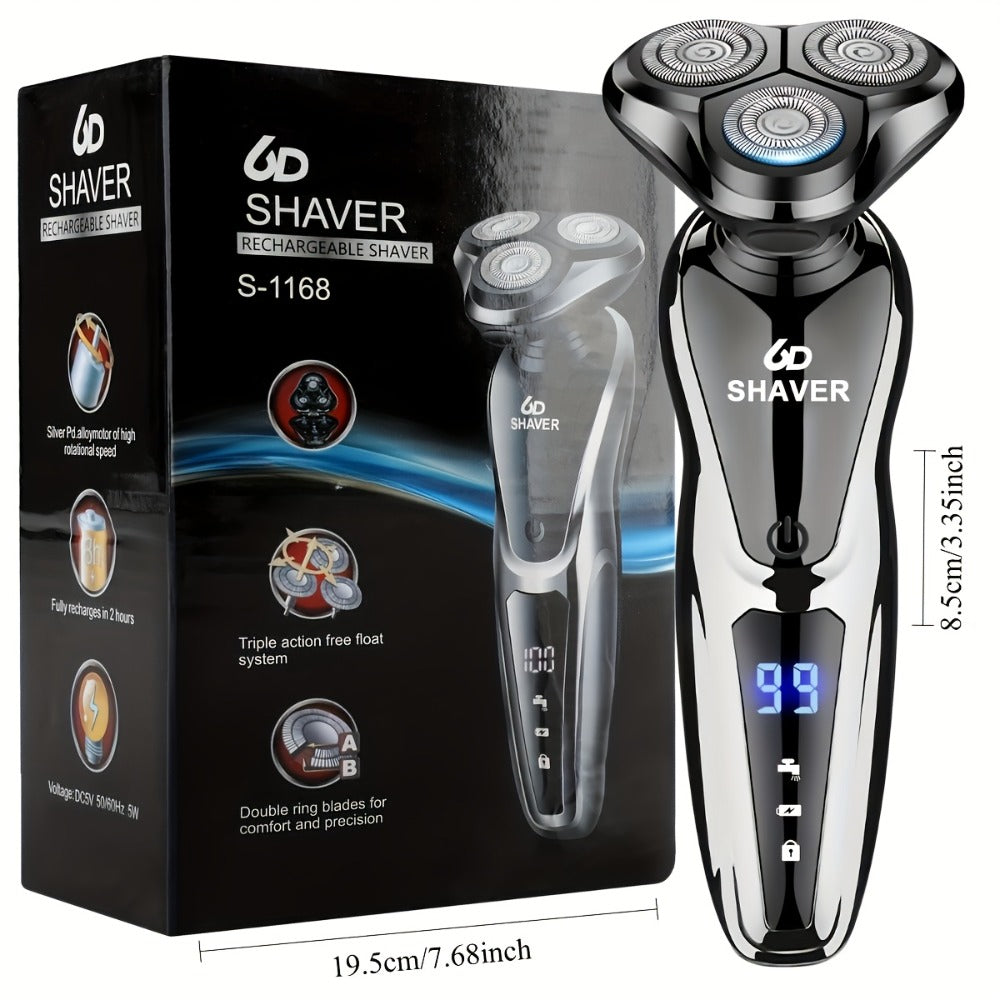 Electric Shaver for Men 3-in-1 Cordless Rechargeable 360° Floating Rotary – Beard Trimmer, Nose Hair Trimmer & Face Shaver with LED Display, 90-Min Battery & USB Charging, Black - product image 5