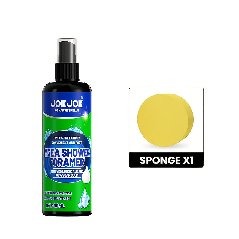 Bathroom Cleaner with Sponge 3.38oz - Deep Cleaning Stain Removal Scrub for Tiles Tub Fixtures - Removes Soap Scum Hard Water Stains Mildew - Multi-Surface Bath Cleaner Shiny Strea - product image 12