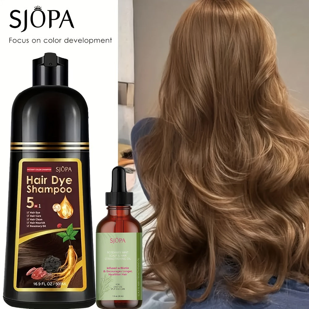 Hair Color Shampoo 5-in-1 Instant Gray Coverage Color Dyeing Conditioner 16.9oz – SJOPA No Ammonia Safe Natural Formula 12 Shades Unisex Men Women - product image 6