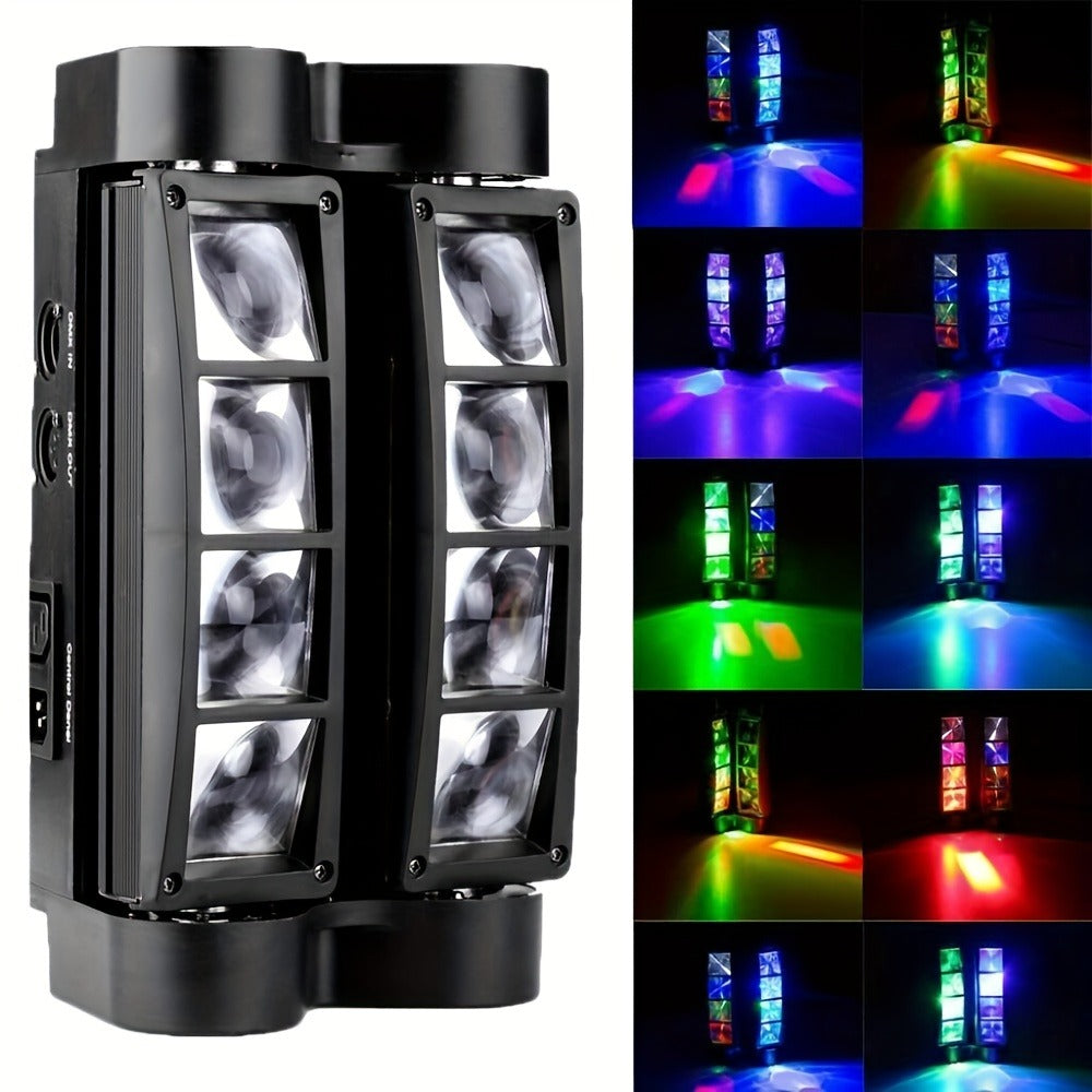 LED Spider Moving Head Stage Light 8x3W DJ Disco Party Light Sound Activated DMX-512 Control Beam Shaking Head Spider Lamp for Club Bar Wedding Carnival Festival Live Show - product image 2