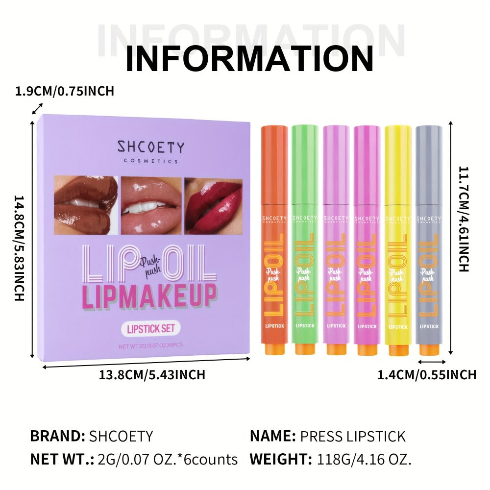 6-Piece Neon Press-On Lip Gloss Set High-Gloss Moisturizing Long-Lasting Bold Lip Makeup — Vibrant Mixed Shades Plumping Glossy Lipstick Bundle Gift Set for Women Girls All Skin To - product image 4
