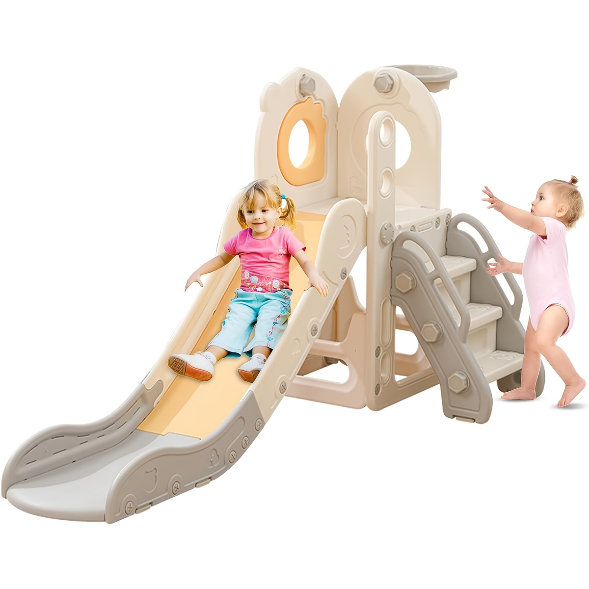 5-in-1 Toddler Slide with Basketball Hoop L-Shaped Freestanding Kids Indoor Outdoor Slide for Toddlers Ages 1-3 Boys Girls Birthday Playground Toy for Tidy - product image 6