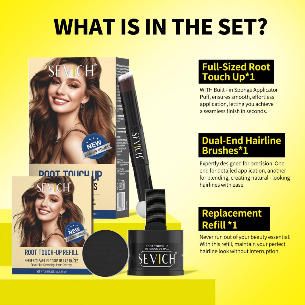 Hairline Powder Root Touch-Up Kit with Refill & Brush – Waterproof Instant Grey Hair Concealer Fills Sparse Hairline Bald Spots Eyebrow Powder for Women Men 4g+4g - product image 16