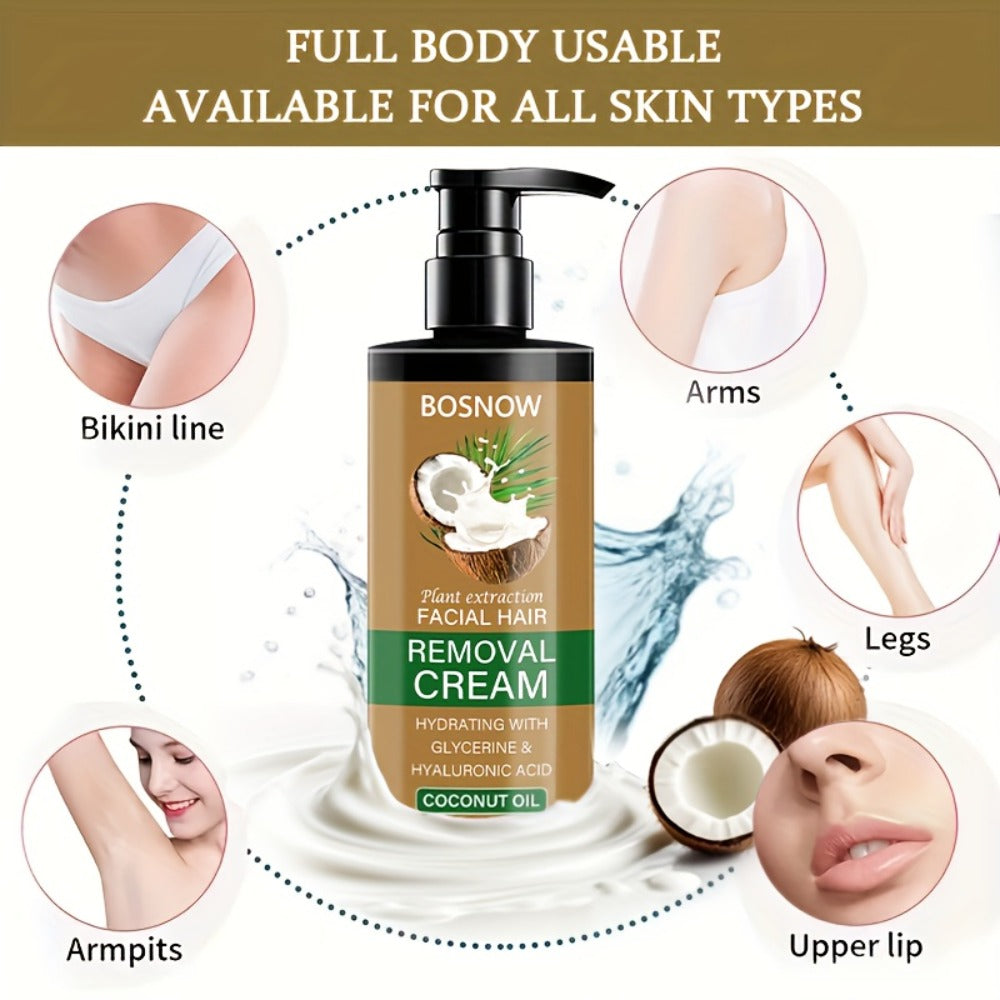 Painless Hair Removal Cream 150g 3-Minute Fast Acting – Coconut Extract Squalane Depilatory for Underarms Arms Legs Thighs Body Bikini, Smooth Skin Up to 15 Days for Women - product image 8