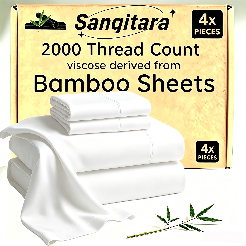 Cooling Fitted Sheet Bamboo Blend Ultra-Soft Deep Pocket Bed Sheet for Hot Sleepers Twin Full Queen King Size Machine Washable Breathable Cooling Bedding White Black Gray Navy Purp - product image 3