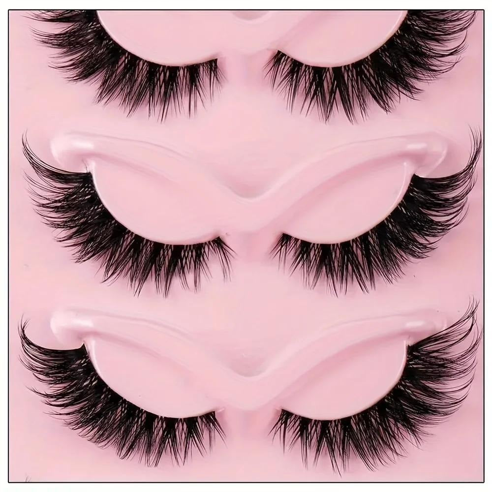 15 Pairs Cat Eye Strip Lashes — Natural Long Manga Wispy False Eyelashes with Winged Tips, 3 Boxes Elongated Dramatic Eye Look for Women, Party Date Night Everyday Wear & Cosplay - product image 10