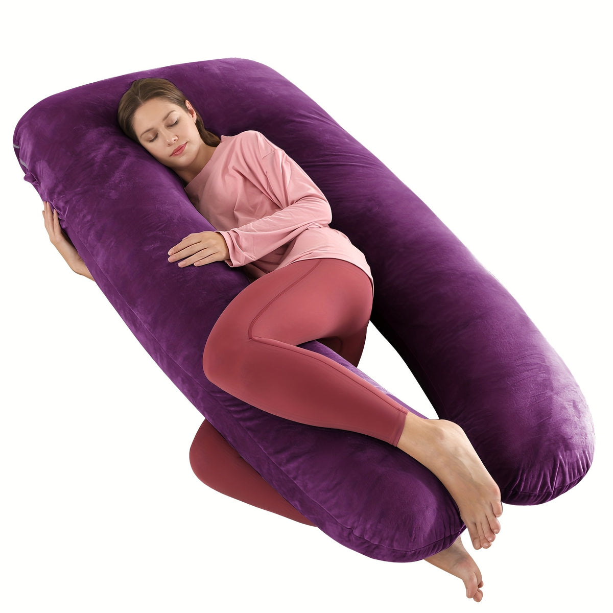 U-Shaped Maternity Pillow for Back, Neck, and Leg Support – Soft, Portable, and Comfortable Polyester Pregnancy Pillow for Expecting Moms, Hand Wash or Dry - product image 3