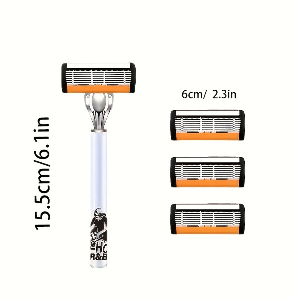 6-Layer Blade Men's Razor Set with Lubricating Strip 2 Handles & 36 or 72 Replacement Blades – Smooth Close Shave Contour-Fitting Ergonomic Manual Shaver for Men Daily Grooming - product image 5