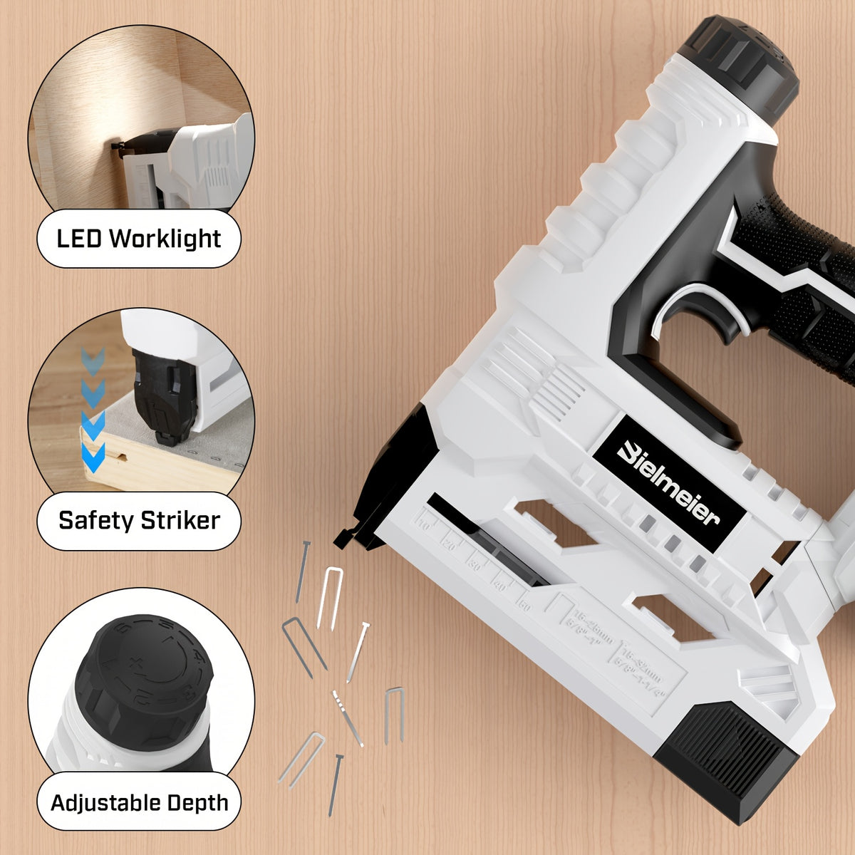 Bielmeier 20V/4V Cordless 2-in-1 Stapler/Nailer, Brad Nailer Without Compressor and Cord, Lightweight Design, with Safety Striker Guard, Battery&Charger - product image 18