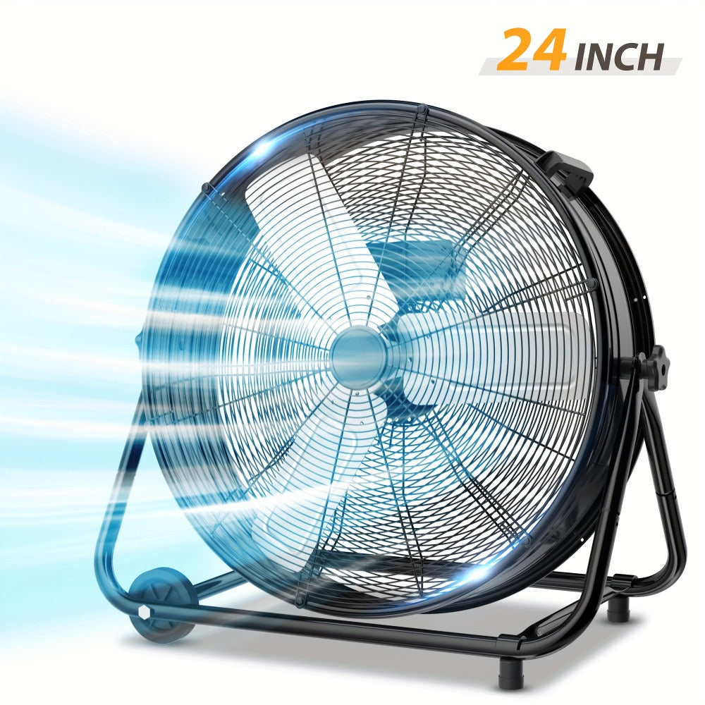 Industrial Drum Fan High Velocity Floor Fan 24 30 Inch | 3-Speed Heavy Duty Metal Air Circulator 360 Tilt Casters ETL Listed | Powerful Warehouse Garage Workshop Patio Commercial F - product image