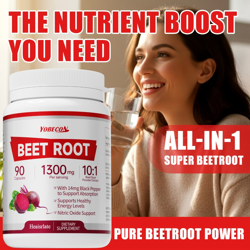 Beet Root Capsules 1300mg Nitric Oxide Supplement for Blood Flow Circulation Energy Support Plant-Based Formula for Men and Women - product image 9