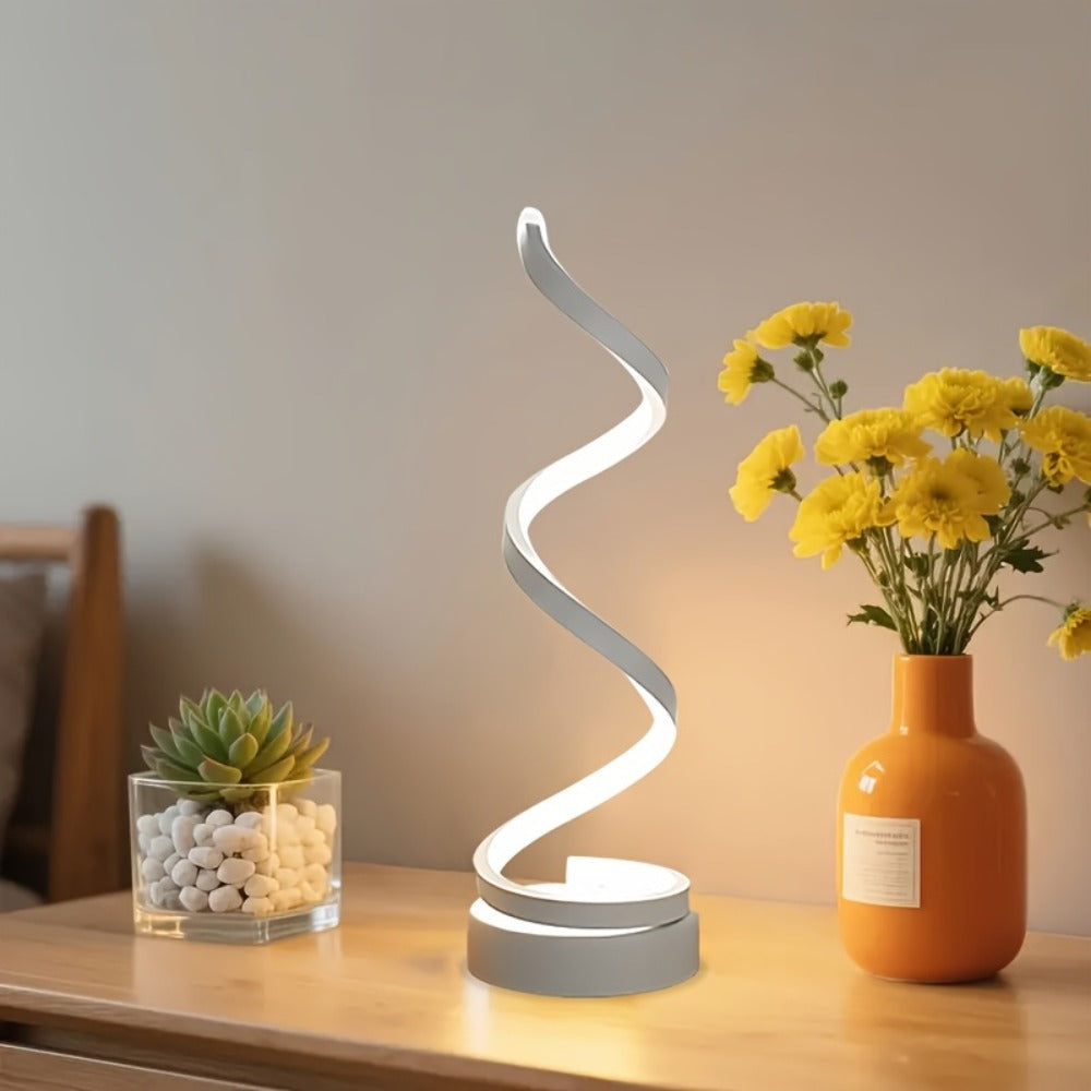 Dimmable Spiral Table Lamp with Touch Control & USB-C Charging Port, 3-Way Brightness Bedside Nightstand Lamp, Modern Minimalist LED Desk Lamp for Bedroom Living Room, Black & Whit - product image 17