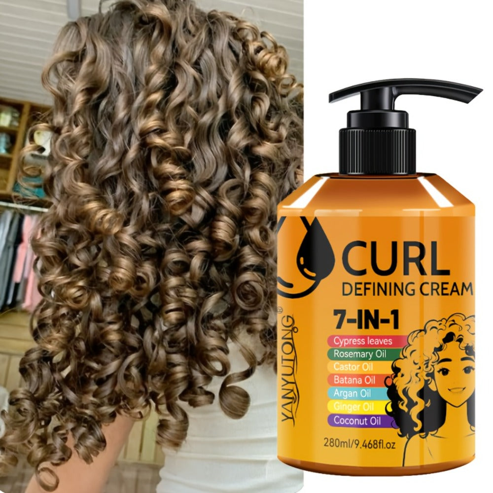 Curly Hair Styling Cream 7-in-1 Long-Lasting Hold & Flexible Definition - Frizz Control, Non-Sticky Formula, Natural Bounce for Wavy & Curly Hair, Adults, 280ml - product image
