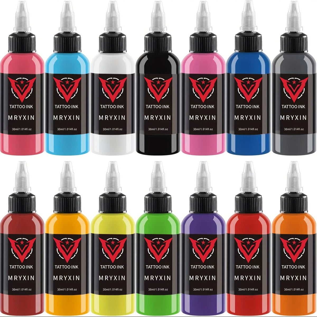 Tattoo Ink Set 14 Colors 1oz Per Bottle Premium Long-Lasting Fragrance-Free Vibrant Pigment Skin-Safe Body Art Ink for Outlining Shading Color Packing Tattoo Artists & Beginners - product image 9