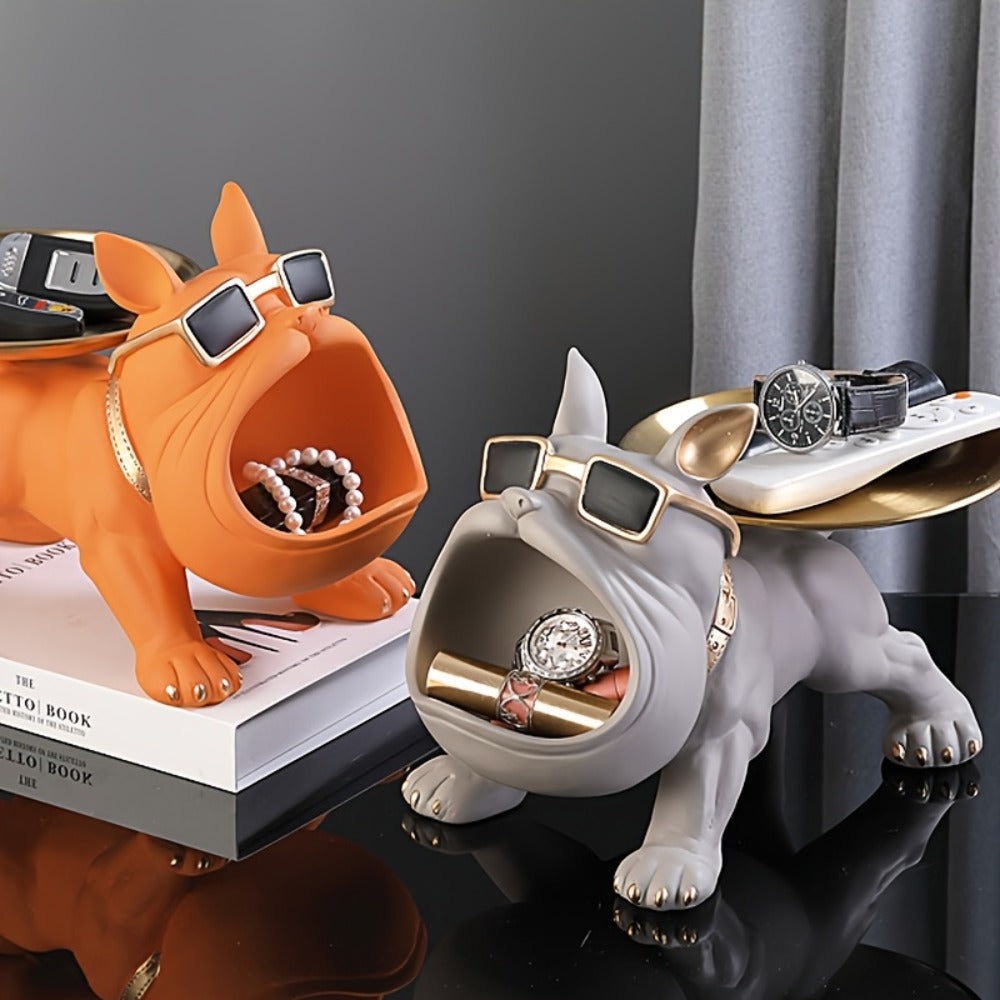 Resin Pug Bulldog Decorative Tray Statue | Dog Tray Organizer for Keys Jewelry Candy Earrings | Modern Art Home Decor Sculpture for Entryway Desk Office Dining Table | Unique Dog L - product image 9