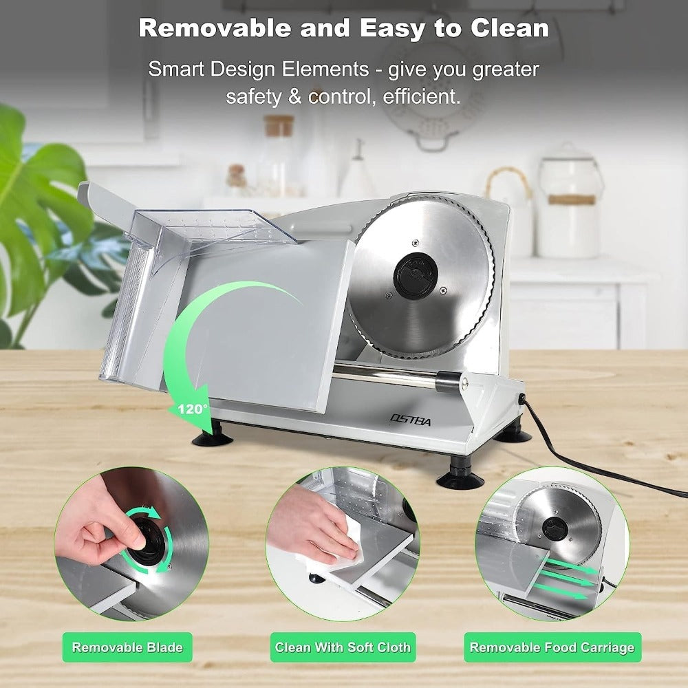 Electric Deli Food Slicer with Removable Stainless Steel Blades – Adjustable Thickness Meat Slicer for Home, Easy to Clean, Slices Cold Cuts, Cheese, Bread & Fruit - product image 6